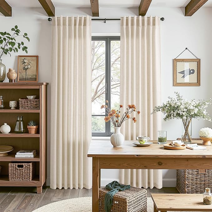 Linen Curtains for Living Room 80 Inches Long Modern Farmhouse Decor Light - Image 7
