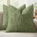 MIULEE Chenille Textured Throw Pillow Covers Sage Green 20x20 Set of 2 | Slubby by MIULEE