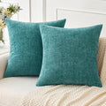 MIULEE Pack of 2 Couch Throw Pillow Covers 18x18 Inch Soft Teal Chenille Pillow by MIULEE
