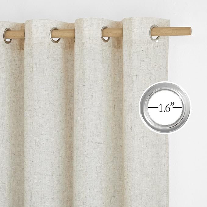 NICETOWN Natural Thick Linen Curtains 72" Length, Grommet Privacy Window - Image 3
