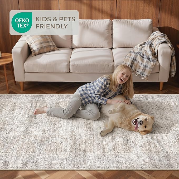 3x10 Runner Rug Non Slip, Washable Hallway Runner Rug, Taupe | Long Neutral Rugs - Image 9
