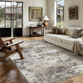 6x9 Abstract Area Rug Brown Washable Modern Neutral Living Room Carpet Non Slip by PureCozy
