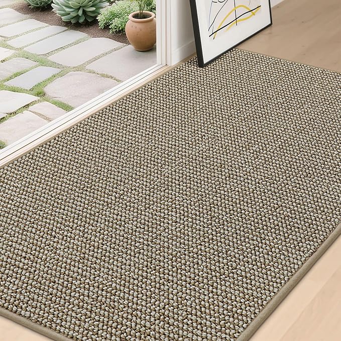 BEQHAUSE Dirt Trapper Door Mat 36" x 60", Non-Slip Washable, Light Beige | by BEQHAUSE