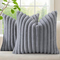 decorUhome Fall Faux Fur Throw Pillow Covers 16x16 Set of 2 Grey | Decorative by decorUhome