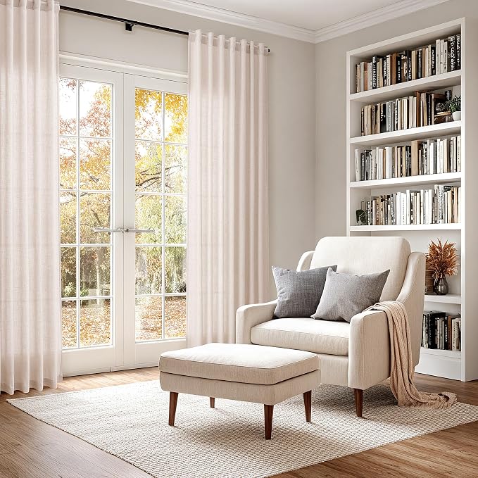 Nanspring Natural White Linen Curtains 90 Inches Long - Image 6