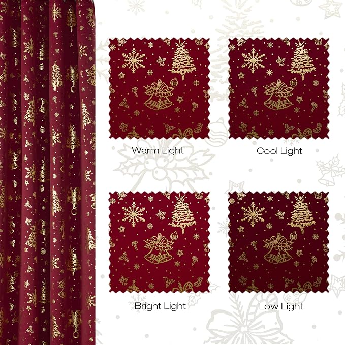 NICETOWN 2 Panels Christmas Red Curtains 42 x 84 Inch, Xmas Home Decor - Image 7
