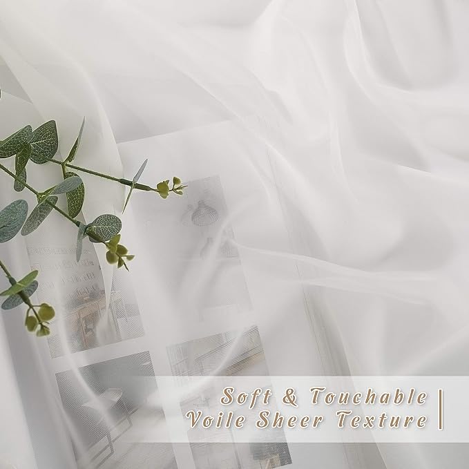 NICETOWN Voile Sheer Curtains for Bedroom Windows, Grommet Top Elegant - Image 4