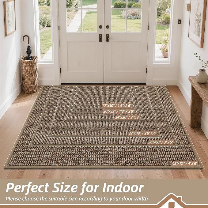 BEQHAUSE Dirt Trapper Door Mat 20" x 32", Non-Slip Washable Doormats, Low - Image 2