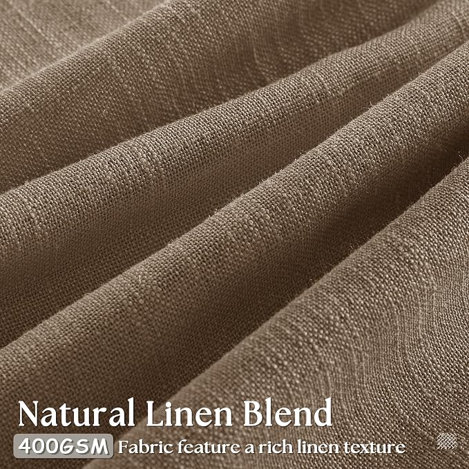 Brown 80 Inch Light Filtering Pinch Pleated Linen Curtains 2 Panels Set | Semi - Image 3