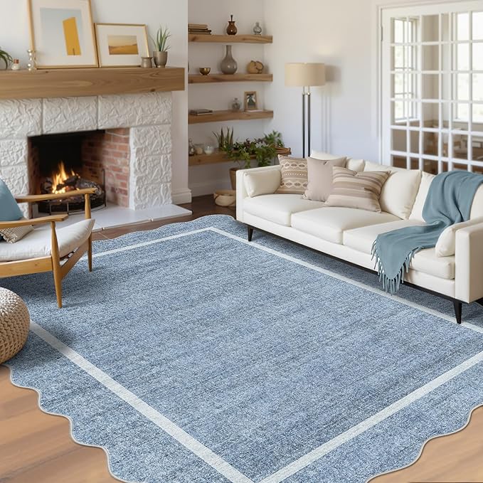 GarveeHome Scalloped Washable 10x13 Rug by GarveeHome