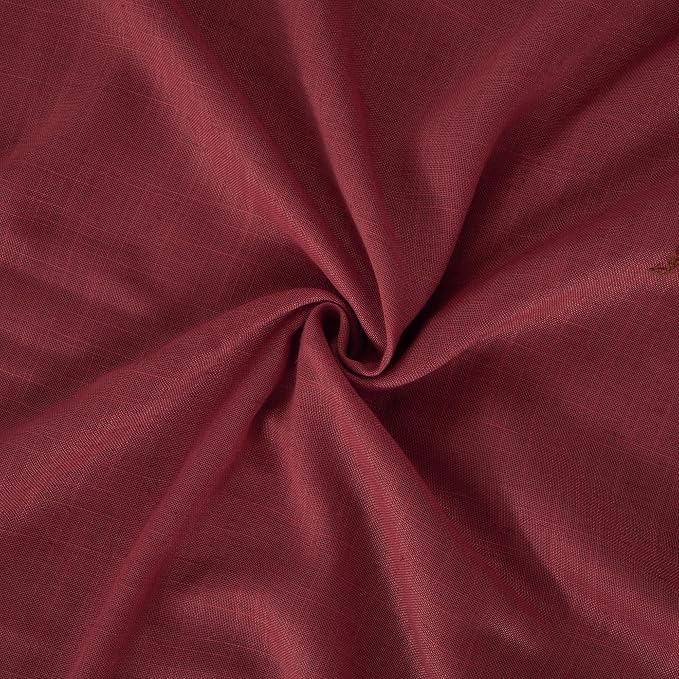 BGment Burgundy Linen Kitchen Window Curtains Over Sink 36 Inch Length - Image 9