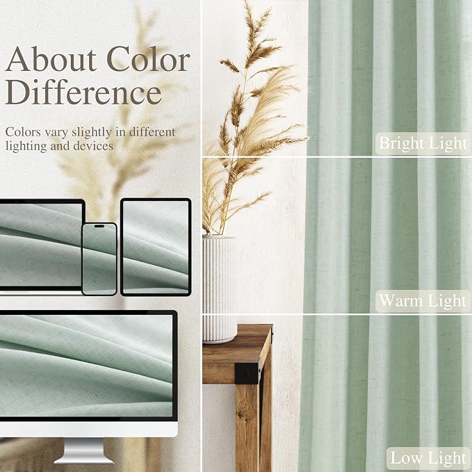 Extra Long Aqua Green Linen Curtains 120 Inch - Image 3