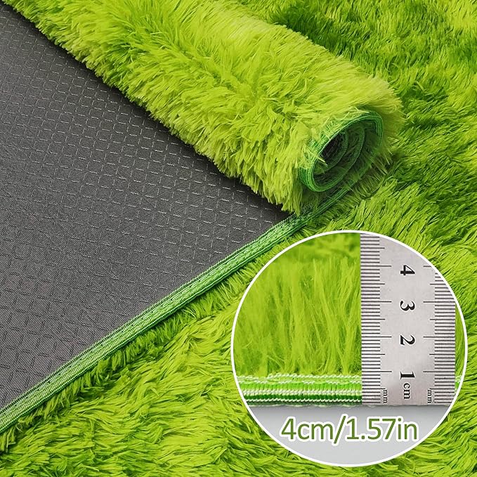 Tie-Dyed Runner Rug for Bedroom Green 2x10ft Fluffy Area Rug Bedside Runner Rug - Image 5