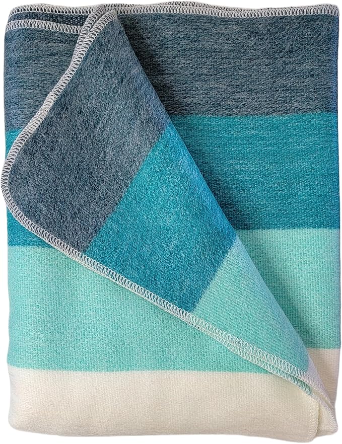 LATITUDE ZERO Alpaca Wool Throw Blanket | Warm, Ultra-Soft, Breathable, Non-Itchy Blanket-Throw | Hypoallergenic and Beautiful Fabric (Aquamarine)
