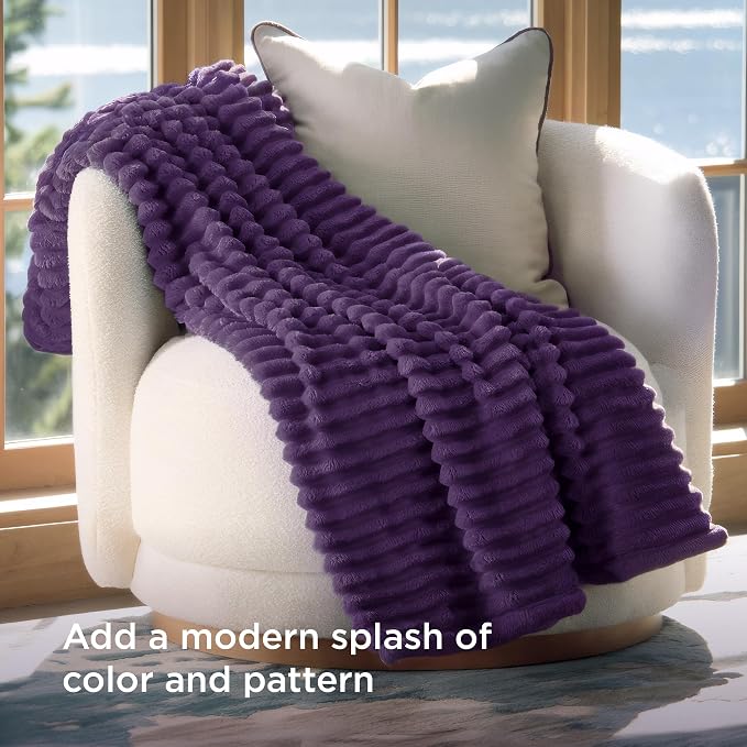 Bedsure GentleSoft Purple Twin Blanket - Image 3