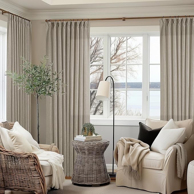 Extra Wide Curtains 84 Inches Long 60 Inch Width Burlywood Birch | Pinch by Twodrapes