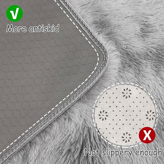 Super Soft Fluffy Living Room Area Rug 2x8 ft Tie-Dyed Light Grey Shaggy Furry - Image 3