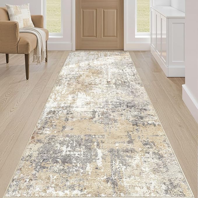 LOONGRUG Runner Rug 3x8 Washable Non-Slip Kitchen Neutral Modern Rug | Abstract - Image 4