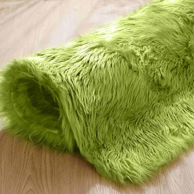 Goolela Lime Green Area Rug 9x12 Fluffy Fuzzy Furry Rug - Image 8