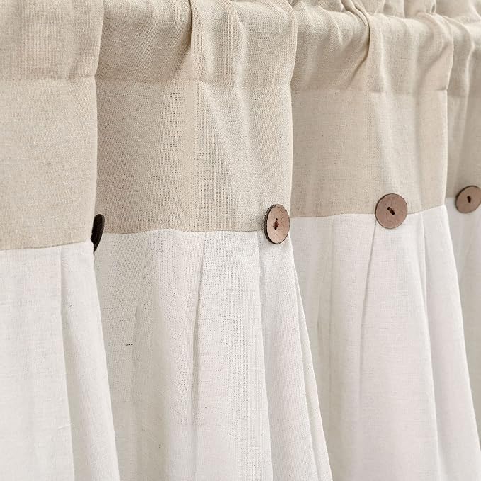 Lush Decor Linen Button Valance | 52"W x 18"L | Farmhouse Style | Coconut Husk - Image 3