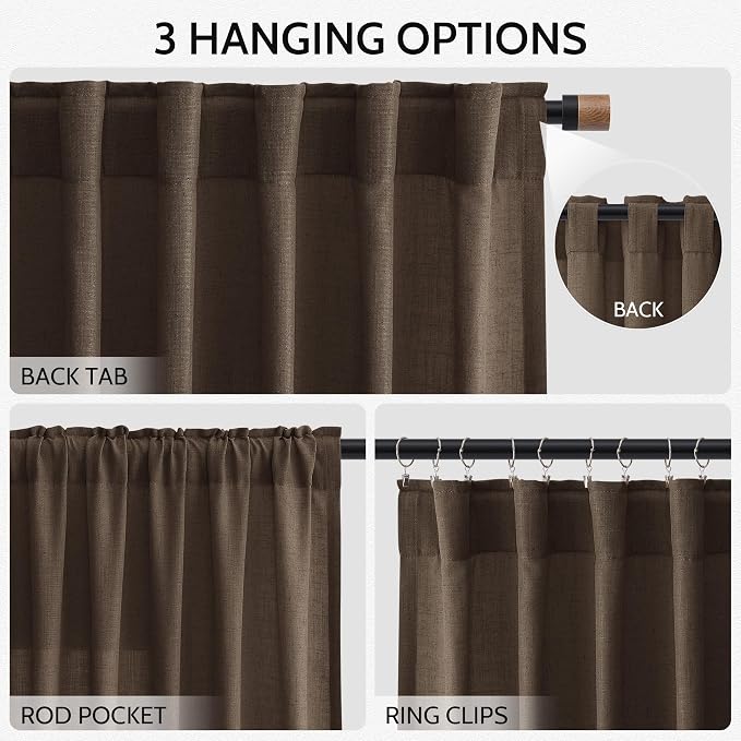 Chocolate Linen Curtains 72 Inch Long - Image 3