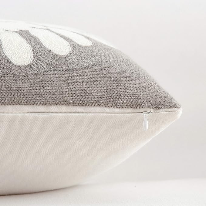 HWY 50 Grey Gray Decorative Throw Pillow Covers 18x18 Inch, Pack of 2 Embroidered Cotton Farmhouse Cushion Cover Pillow Case for Sofa Couch Living Room Bed Bedroon, Sunflower Design