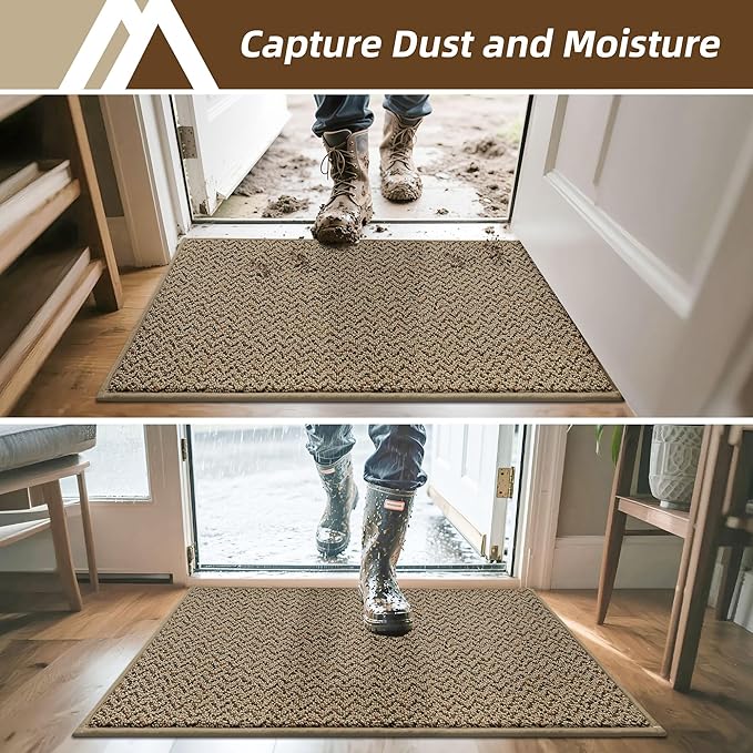 COSY HOMEER-Door-Mat 32"x48" Non Slip Absorbent Entryway Rugs Dirt Trapper Doormats Washable Entrance Mats Low Pile Welcome Floor Mat for Front Back Door and Entry Mats,Taupe