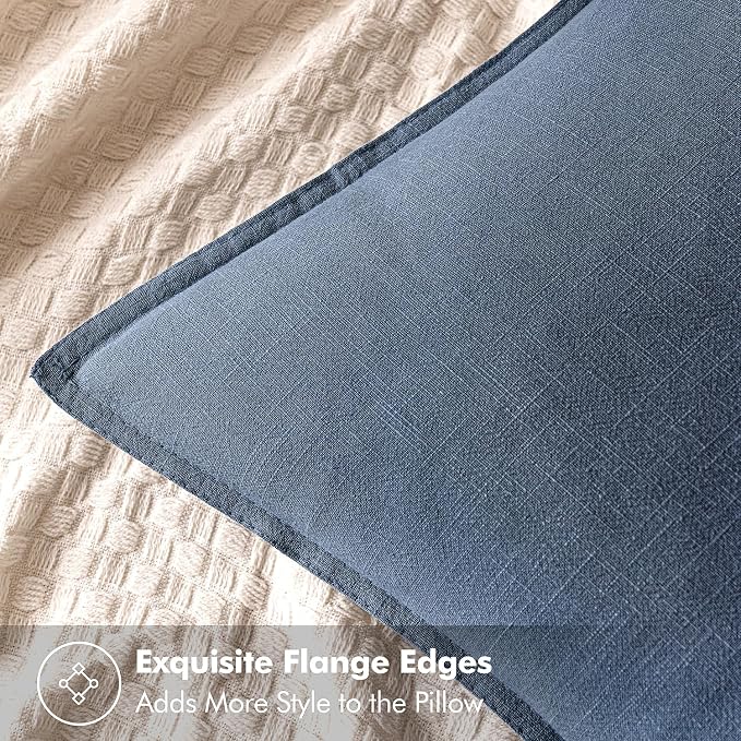 MIULEE Decorative Linen Pillow Covers 18x18 Inch Blue Ashes | Boho Farmhouse​ - Image 2