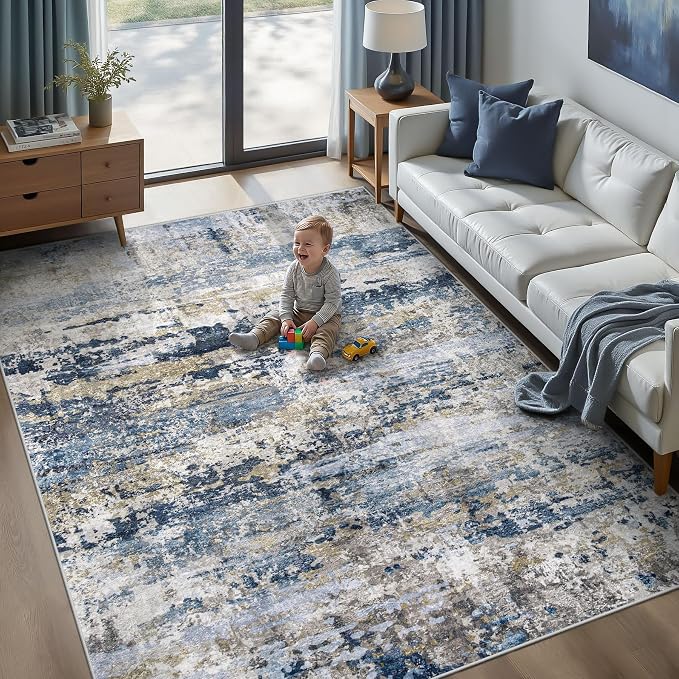 pmtsns Area Rugs 5x7 for Living Room: Washable Rug Modern Abstract Neutral Soft by pmtsns