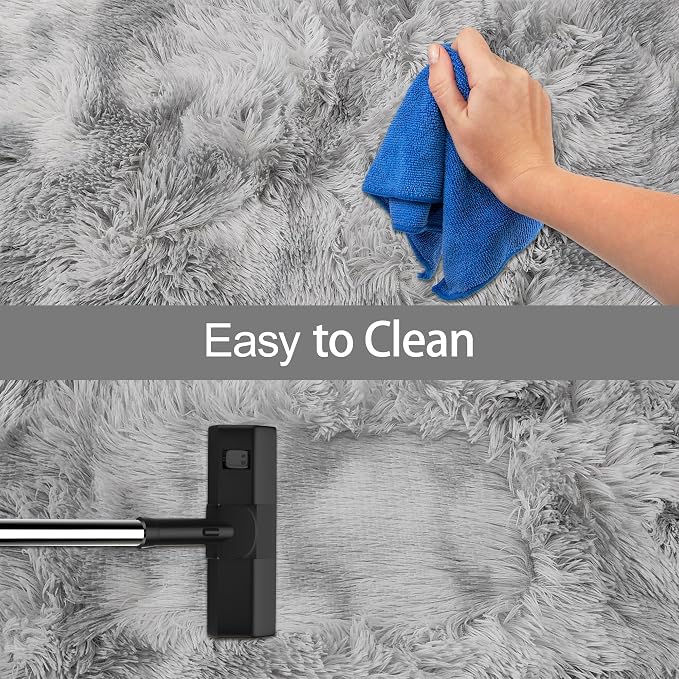 Small Area Rug for Bedroom 3x5ft Mini Tie Dye Grey Fluffy Rug Mat Bedside Throw - Image 7