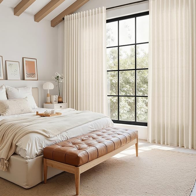 Nanspring Linen Curtains 84 Inch Length 2 Panels Set - Image 8