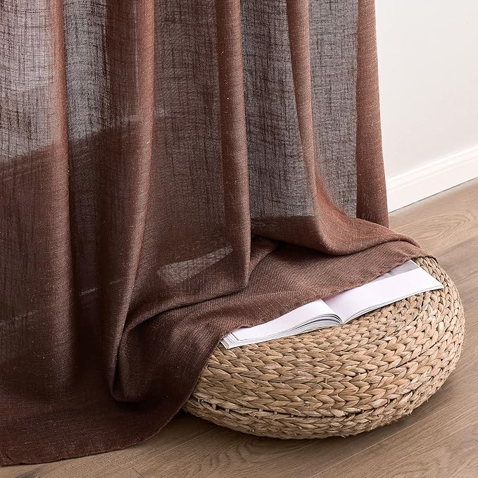 MIULEE Chocolate Brown Linen Curtains 72 Inch Length - Image 7