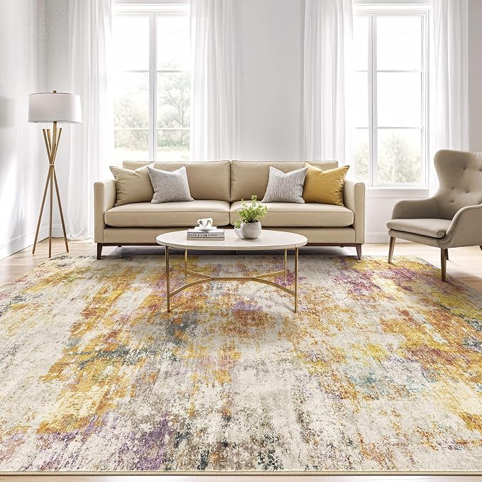 LOONGRUG 9x12 Area Rug Washable Large Neutral Modern Living Room Rugs | - Image 4