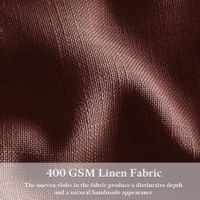 Pinch Pleated Curtains 90 Inch Long Thick Linen Rust Brown Semi Sheer Curtain - Image 3