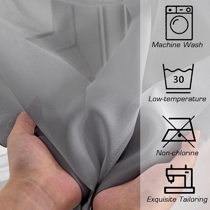 Simplebrand Grey Tier Curtains for Kitchen 24 Inches Long 2 PaSet, Rod Pocket - Image 7