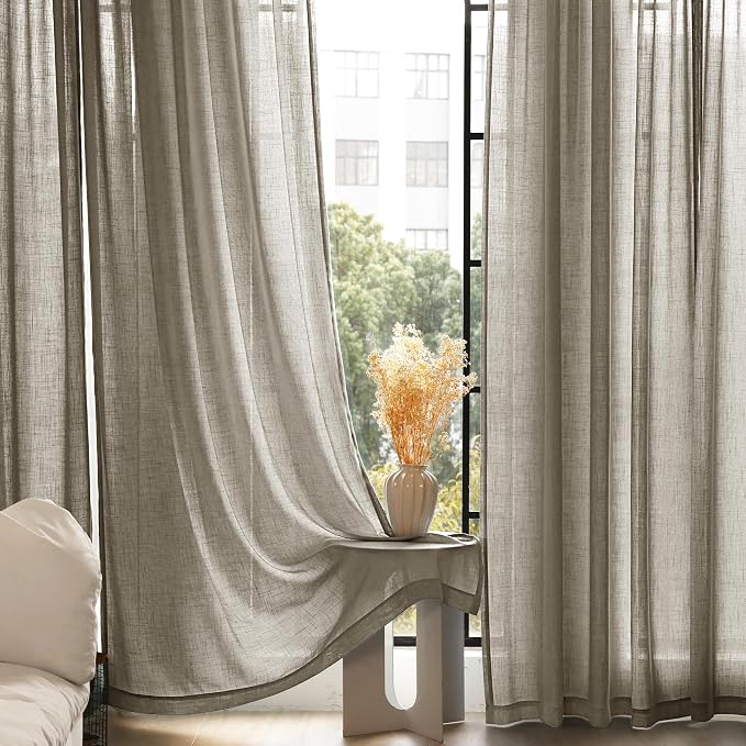 Taupe Linen Curtains 108 inches Long - Image 4