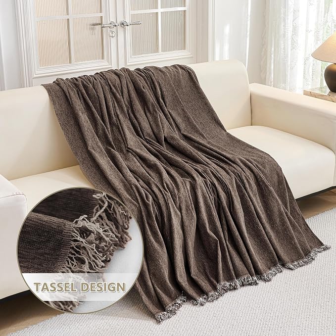 MYSKY HOME Boho Couch Cover Chocolate Sofa Covers - Image 4