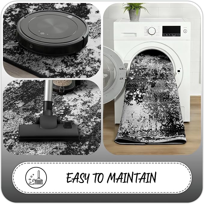 Black Round Rug 4ft Washable Circle Area Rugs - Image 6