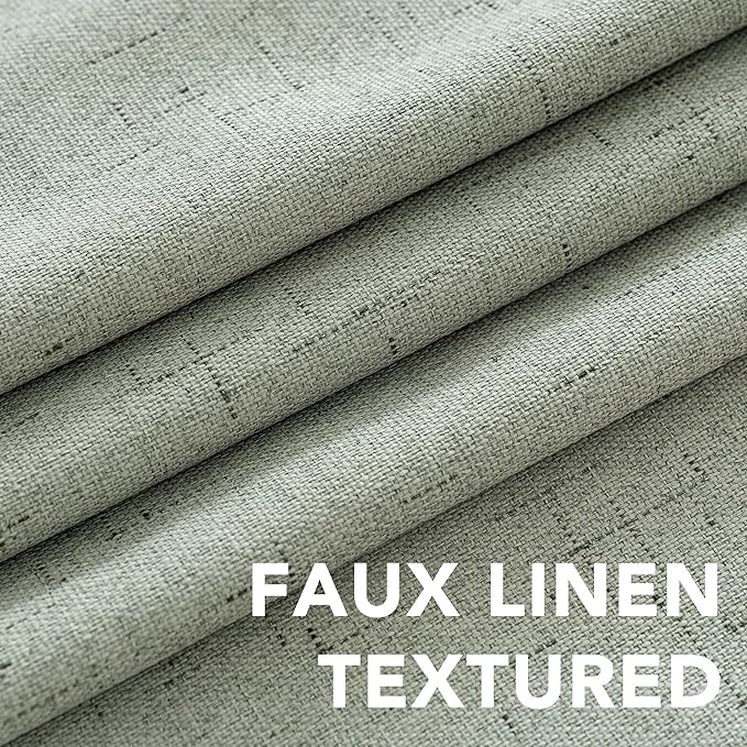 H.VERSAILTEX Bedroom Curtains Blackout, Sage Green Linen Blackout Curtains 84 - Image 4