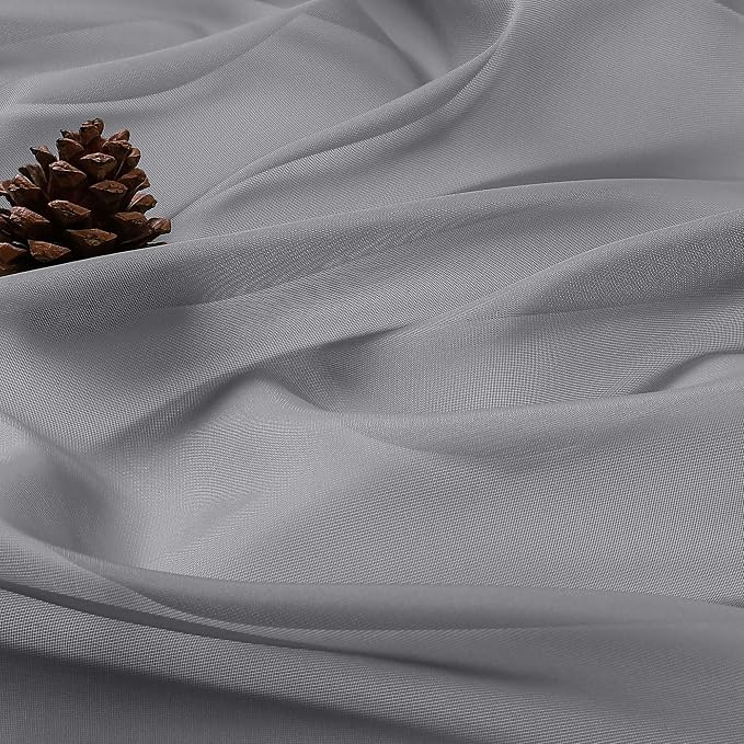 Sheer Grey Curtains, Sheer Curtains 63 inch Length 2 Panels Set, Rod Pocket - Image 8