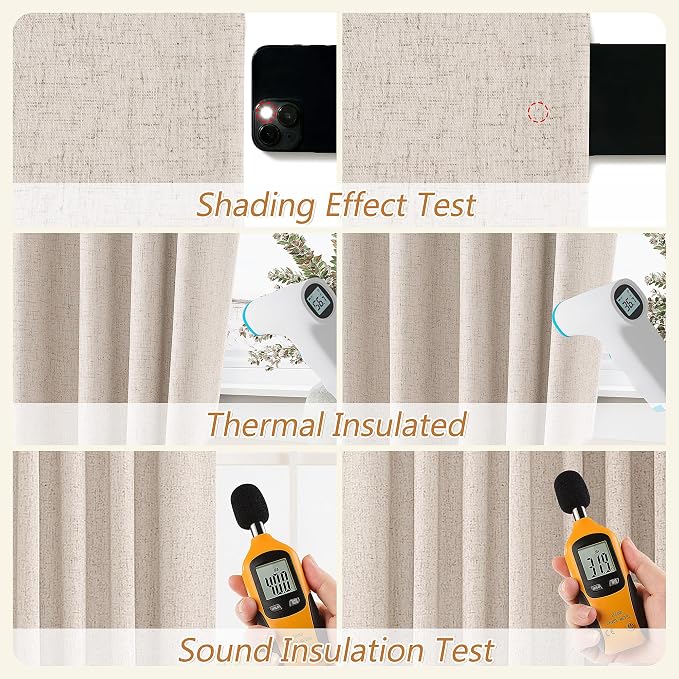 Guken Oatmeal 100% Blackout Curtains 108 Inch Length 2 Panels Set - Image 5