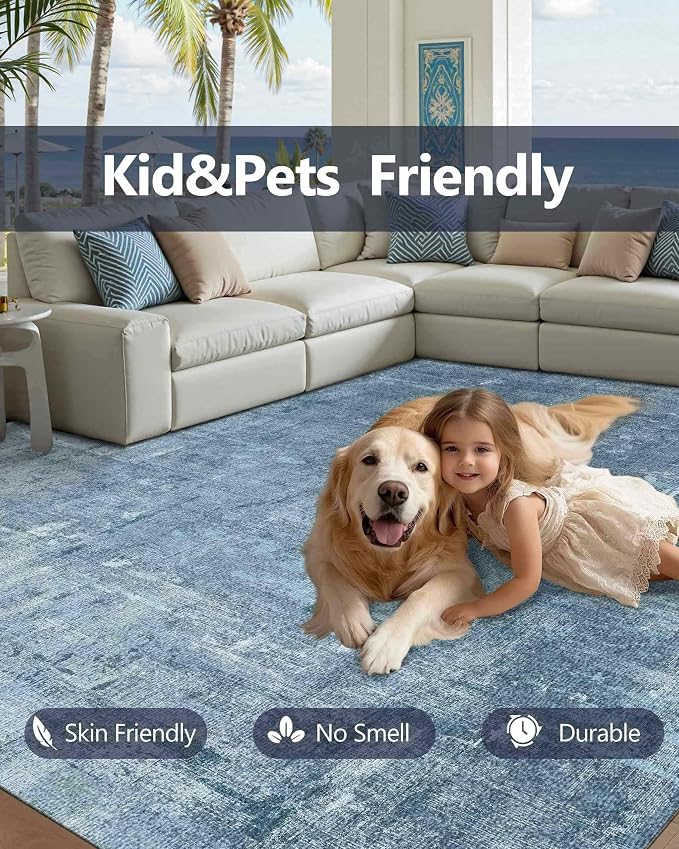 Latte&Fog 6x9 Area Rugs for Living Room Bedroom, Boho Non Slip Low Pile Carpet - Image 8