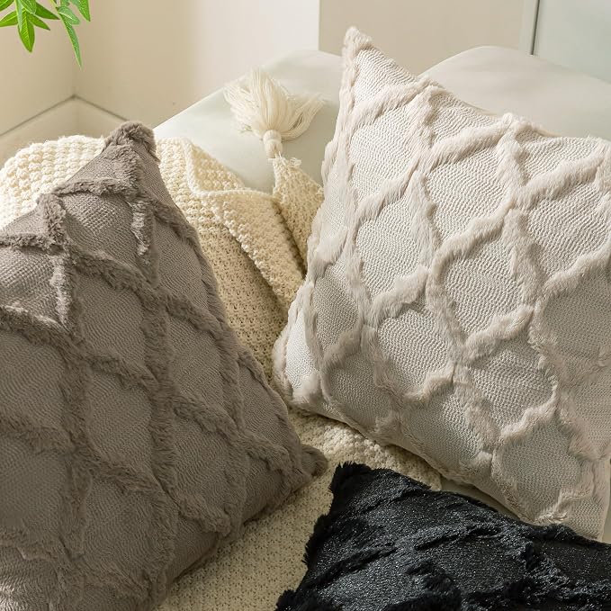 Set of 2 Soft Moroccan Throw Pillow Covers 20x20 Inch Plush Boho Decorative - Image 7