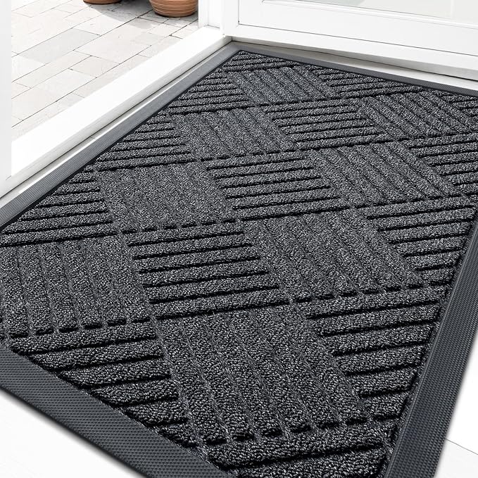 OLANLY Front Door Mat Outside Entrance 35x23, Heavy Duty Sturdy Natural Rubber by OLANLY