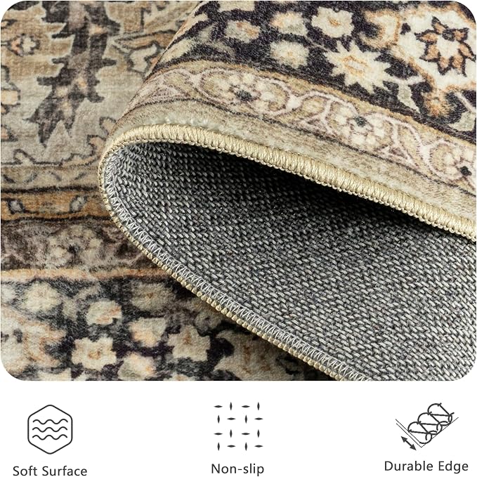 2x6 Hallway Runner Rug, Washable Vintage Retro Long Runner Rugs - Image 6