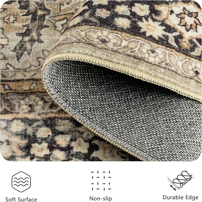 6x9 Area Rugs - Washable Vintage Retro Living Room Rug, Soft Ultra Thin Non - Image 5