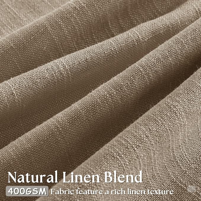 Light Brown Pinch Pleated Linen Blend 105 Inch Latte Semi Sheer Curtains | - Image 3