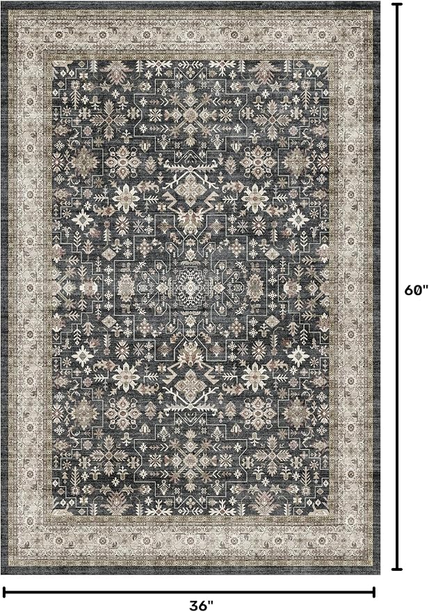 Washable Area Rug 3x5 for Bedroom Kitchen | Low Pile; Non Slip;Machine - Image 2