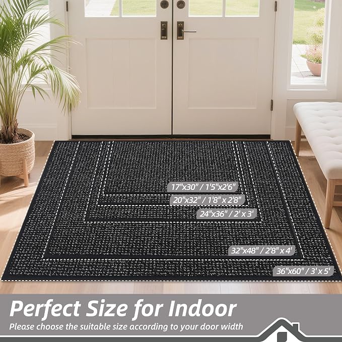 BEQHAUSE Dirt Trapper Door Mat 32" x 48", Non-Slip Washable Doormats, Low - Image 2