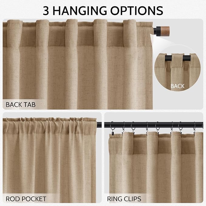 Sand Beige Curtains 96 Inches Long - Image 2